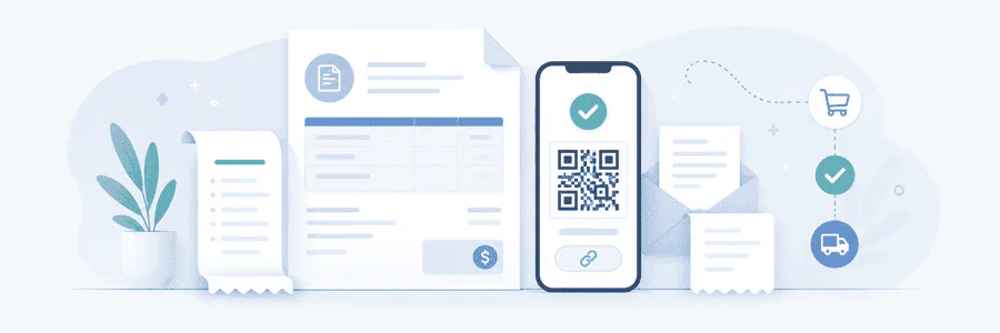 QR-kod på en faktura, ett kvitto eller företagsdokument