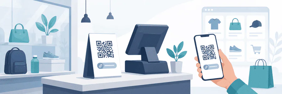 QR-kod i ett skyltfönster eller vid ett försäljningsställe